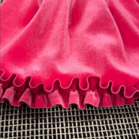 Pink Ruffled Velvet Dress 3T - Picture 3 of 10